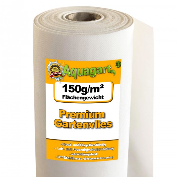 50 m² Garden fleece Weed control fabric Weed liner Mulch fabric 150 g/m² white 1 m wide