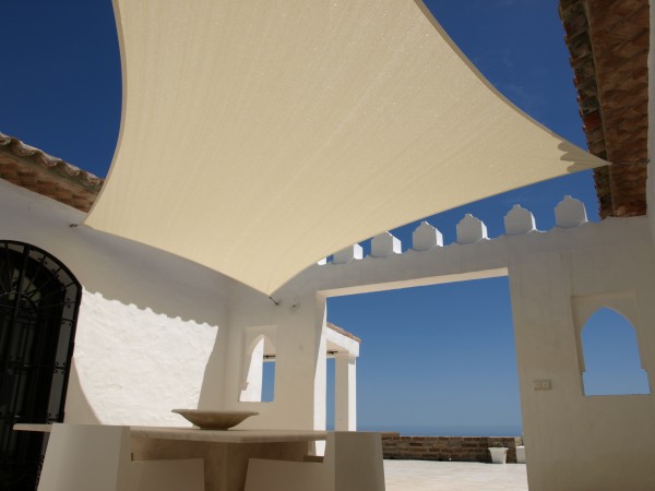 Sonnensegel 5,4m x 5,4m Quadratisch Sandfarben Sonnenschutz Windschutz