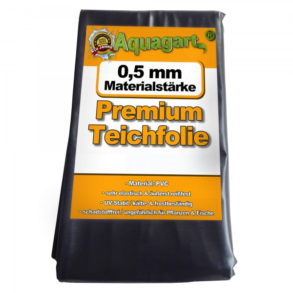 Teichfolie PVC 0,5mm schwarz in  6m x  9m mit Vlies 300g/qm 